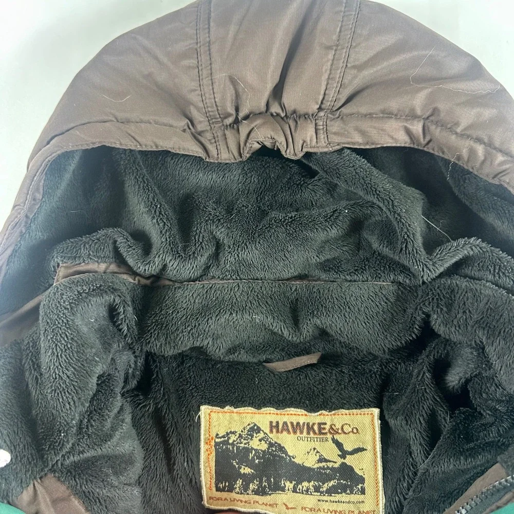 Hawke & Co Arctic Squad Youth 14/16 Puffer Jacket Brown Hooded Winter Coat‎